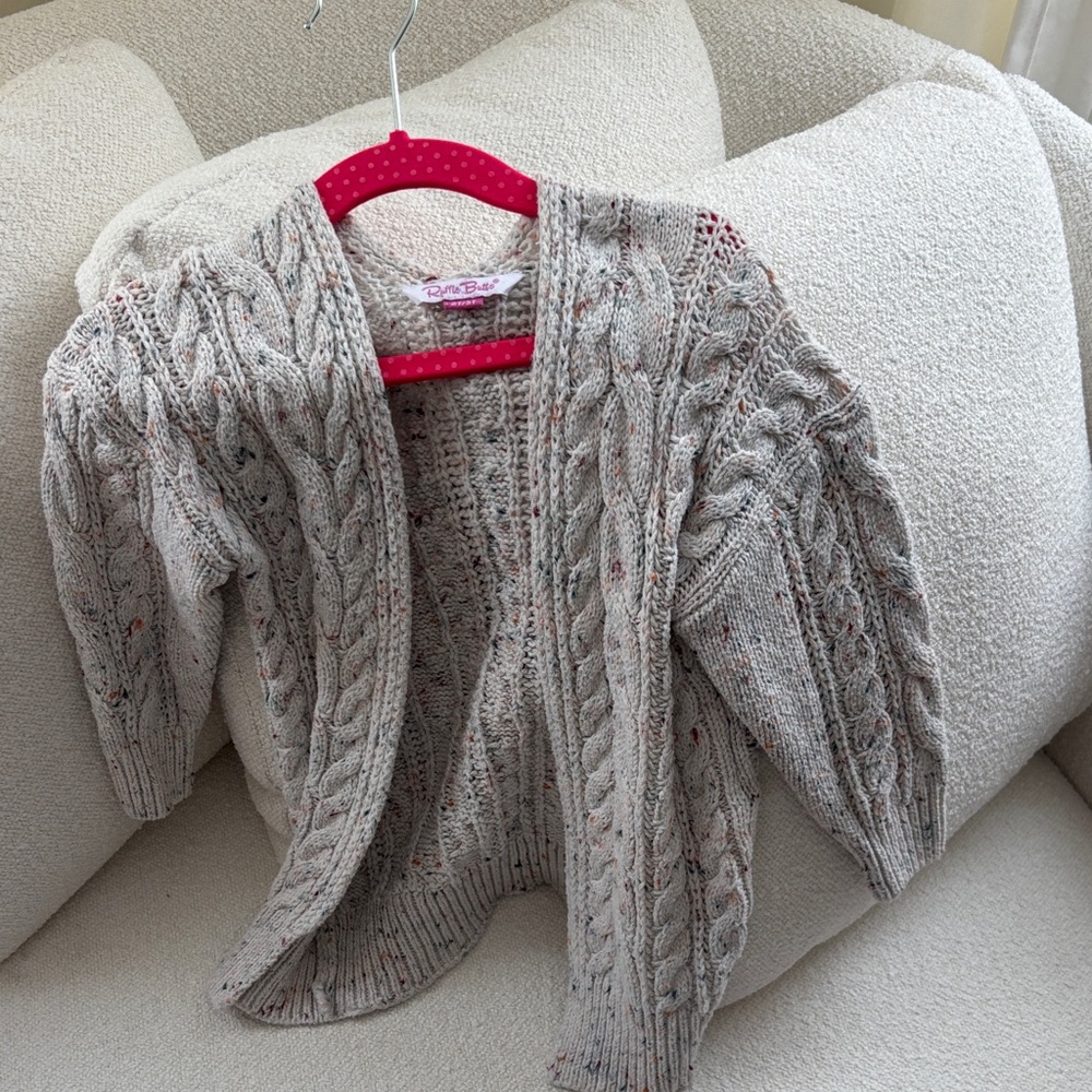 Ruffle Butts Cable Knit Cardigan - Cream